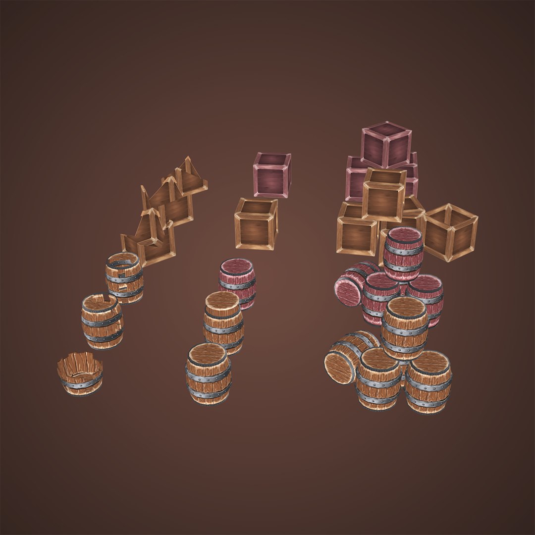 3D model Stylized props wood box and barrels pack model https://p.turbosquid.com/ts-thumb/Lo/zQRFWq/fy/imagename01/jpg/1660331593/1920x1080/fit_q87/13adf4e962a2e5652268a2ad39577774ff3dda63/imagename01.jpg