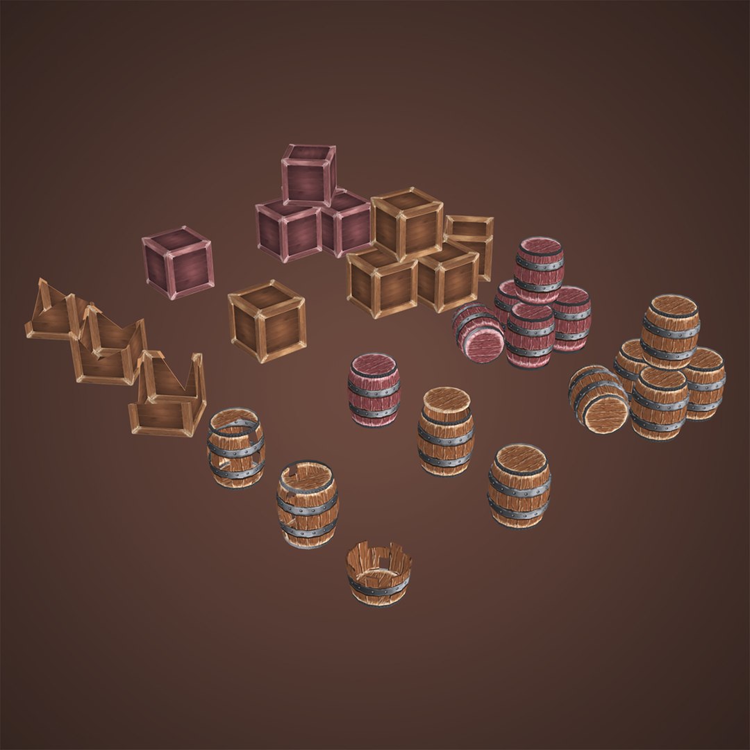 3D model Stylized props wood box and barrels pack model https://p.turbosquid.com/ts-thumb/Lo/zQRFWq/pL/imagename00/jpg/1660331593/1920x1080/fit_q87/b7e7f9d2da23933d51f794bc628e2687787aa5f3/imagename00.jpg