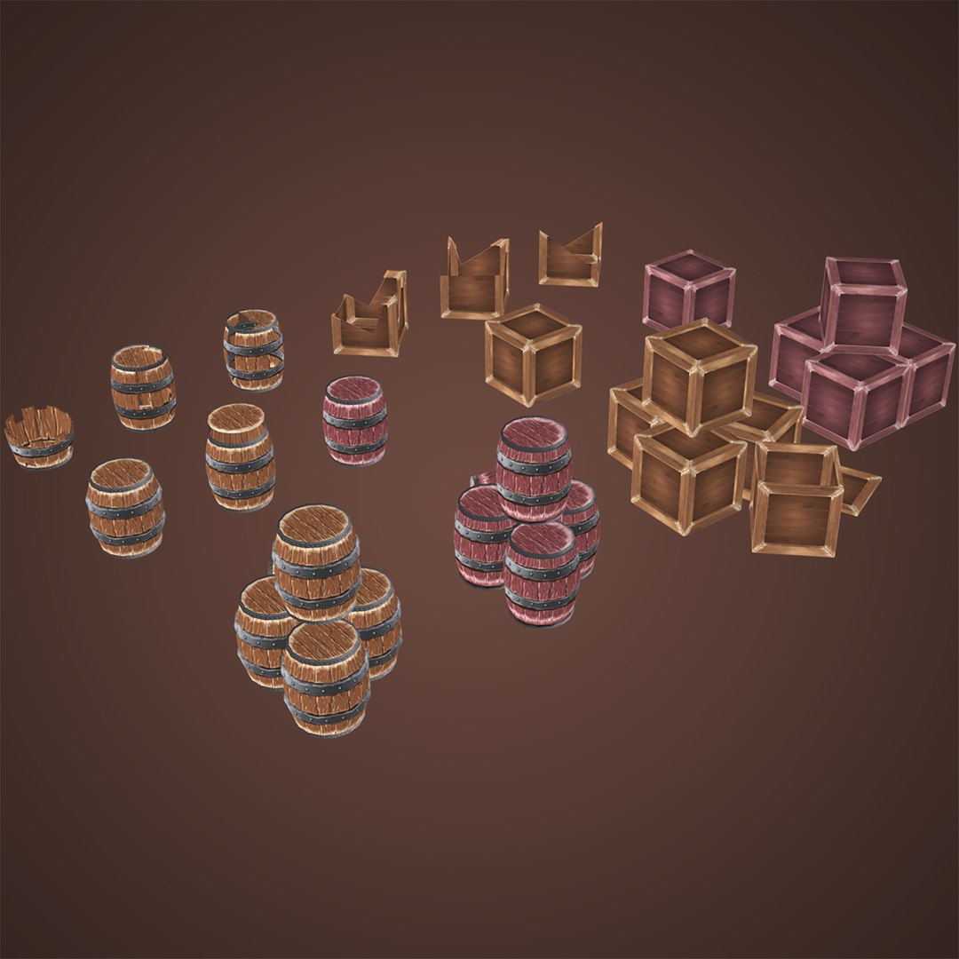 3D model Stylized props wood box and barrels pack model https://p.turbosquid.com/ts-thumb/Lo/zQRFWq/sq/imagename02/jpg/1660331593/1920x1080/fit_q87/e8ee654273f3d510feb41dd2b4355a8787e4a063/imagename02.jpg