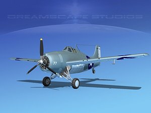 3d model of grumman f4f-3 fighter aircraft