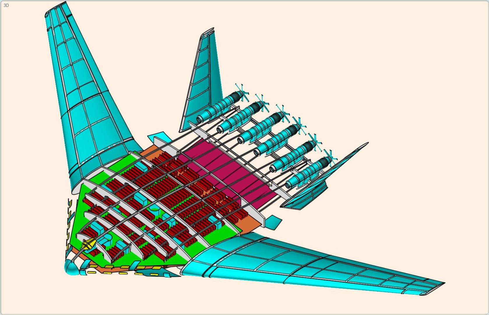Tu-404 Mega Transport Solid 3d Model