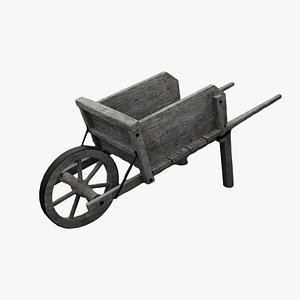 3D Wooden wheelbarrow model