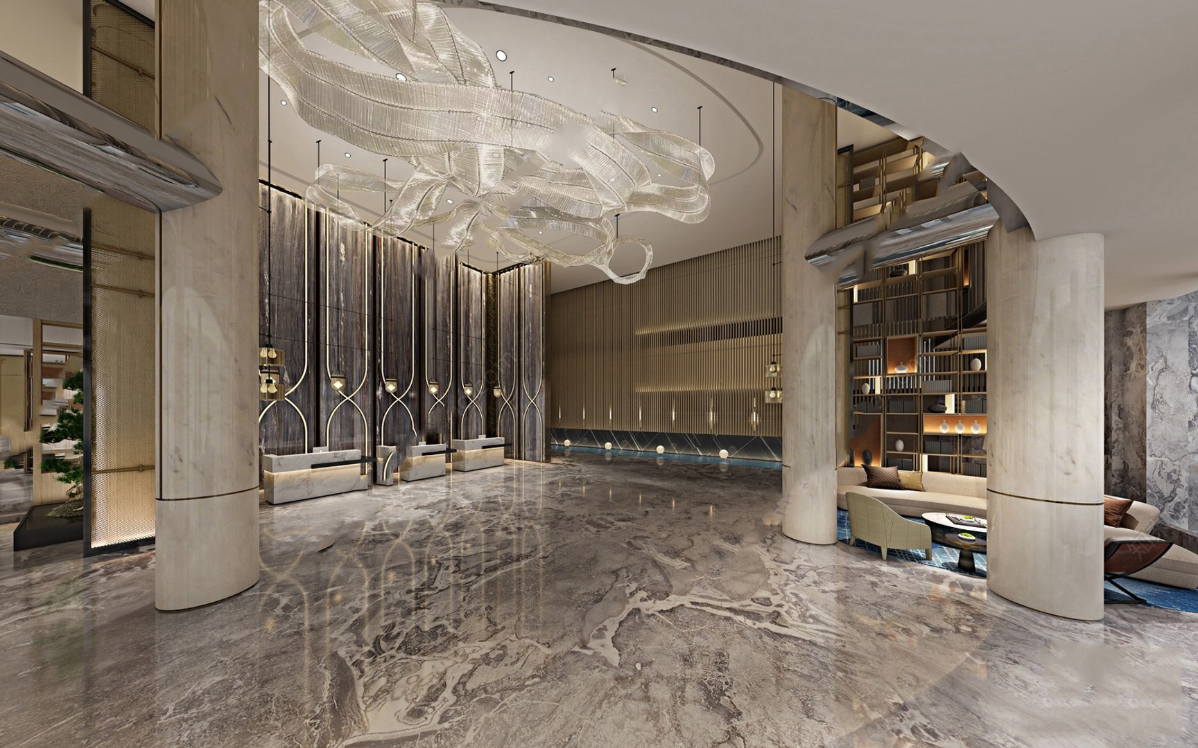 Hotel Lobby Interior-A9 3D Model - TurboSquid 2104487