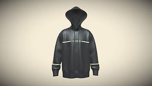 Mens Hoodie - Black And Gold In Low Poly 3D model