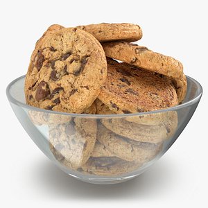 Chocolate Chip Cookies In A Glass Bowl