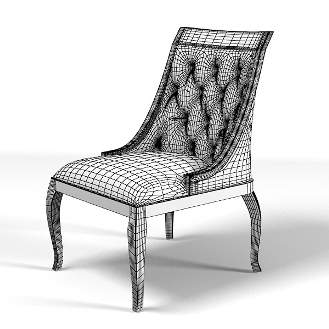 3d classic chair tufted model