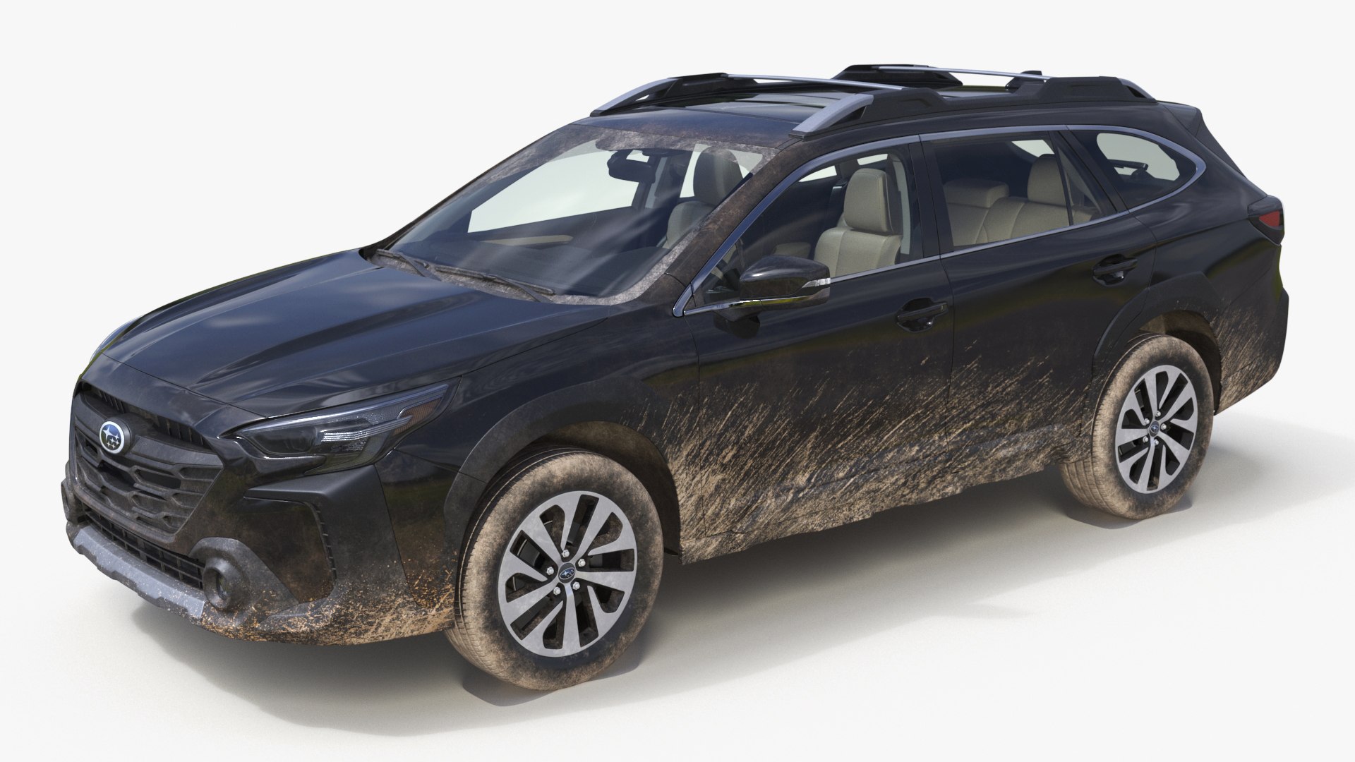 Subaru Outback 2025 Black Dirty Crossover 3D model preview