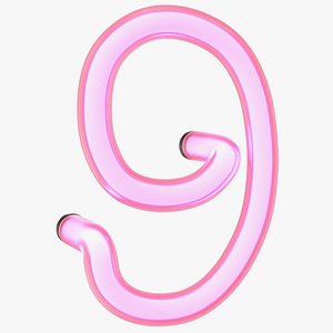 Glowing Neon Tube Light Digit 9 model