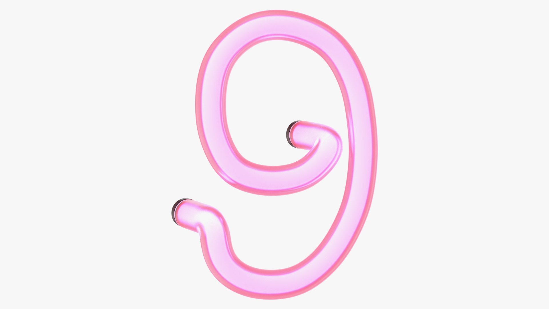 Glowing Neon Tube Light Digit 9 3D model preview