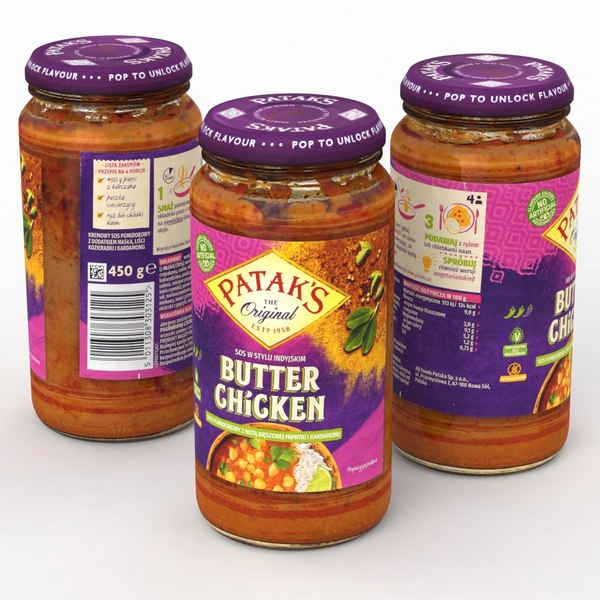 Pataks Butter Chicken Jar 450g 2020 3D model TurboSquid 1783571