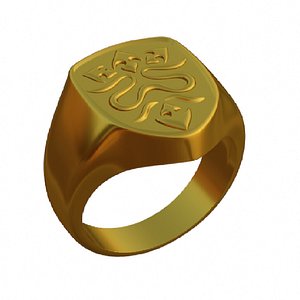 3D model MEN RING SHIELD WITH ORNAMENT HOLLOW