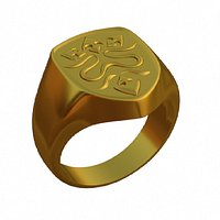 MEN RING SHIELD WITH ORNAMENT HOLLOW