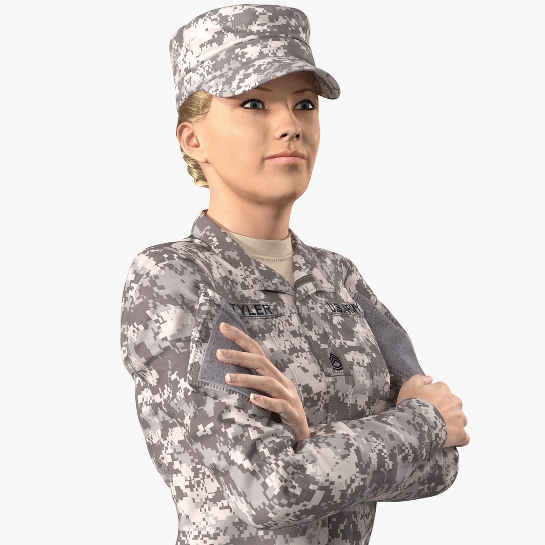 Female Soldier Military ACU Fur 3D model preview