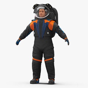 3D Astronaut Spacesuit A pose Fur model