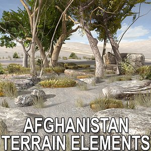 tree plants afghan rock stone 3d max