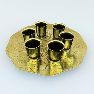 gold tea set 3D