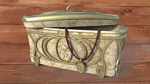 Vintage retro jewelry box PBR low-poly 3D model