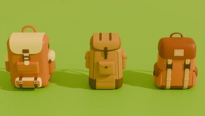 3D Stylized Low Poly Cartoon Backpacks