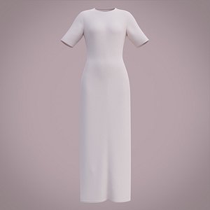 Female Slitted dress - 3D shirt dress
