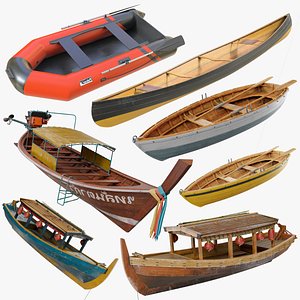3D Boat Collection &ndash; Wooden, Inflatable and Traditional Watercraft Pack