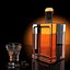 Whisky glass and bottle