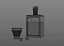 Whisky glass and bottle