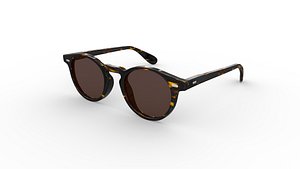 Tortoiseshell Fabric Round Lens Sunglasses