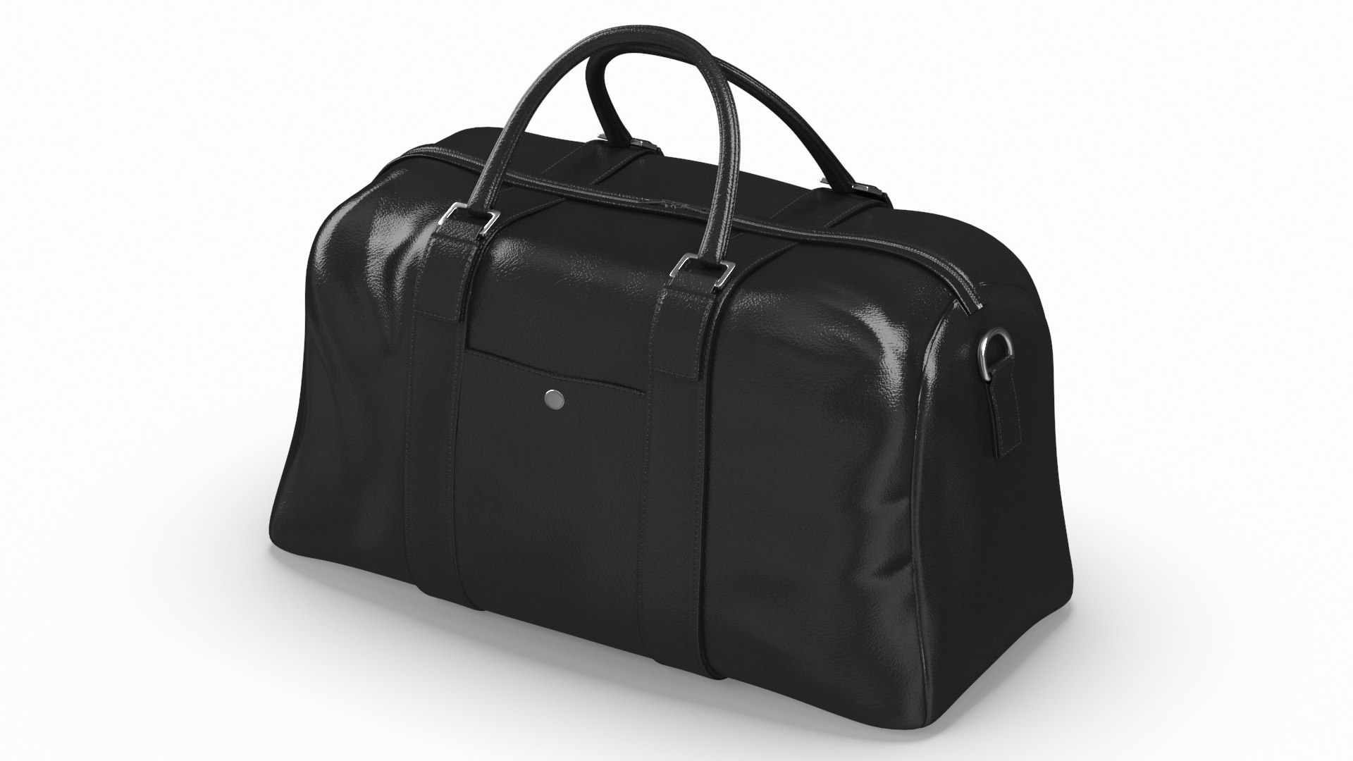 Leather Travel Bag Black 3D model preview