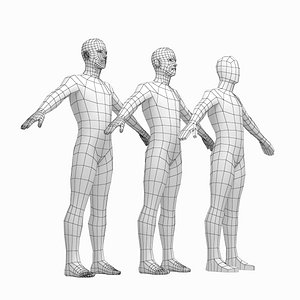 3D mesh male body a-pose model