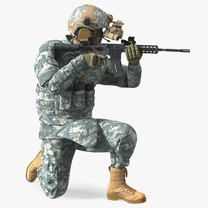 Soldier in Grey Camo with Night Vision Aiming 3D model