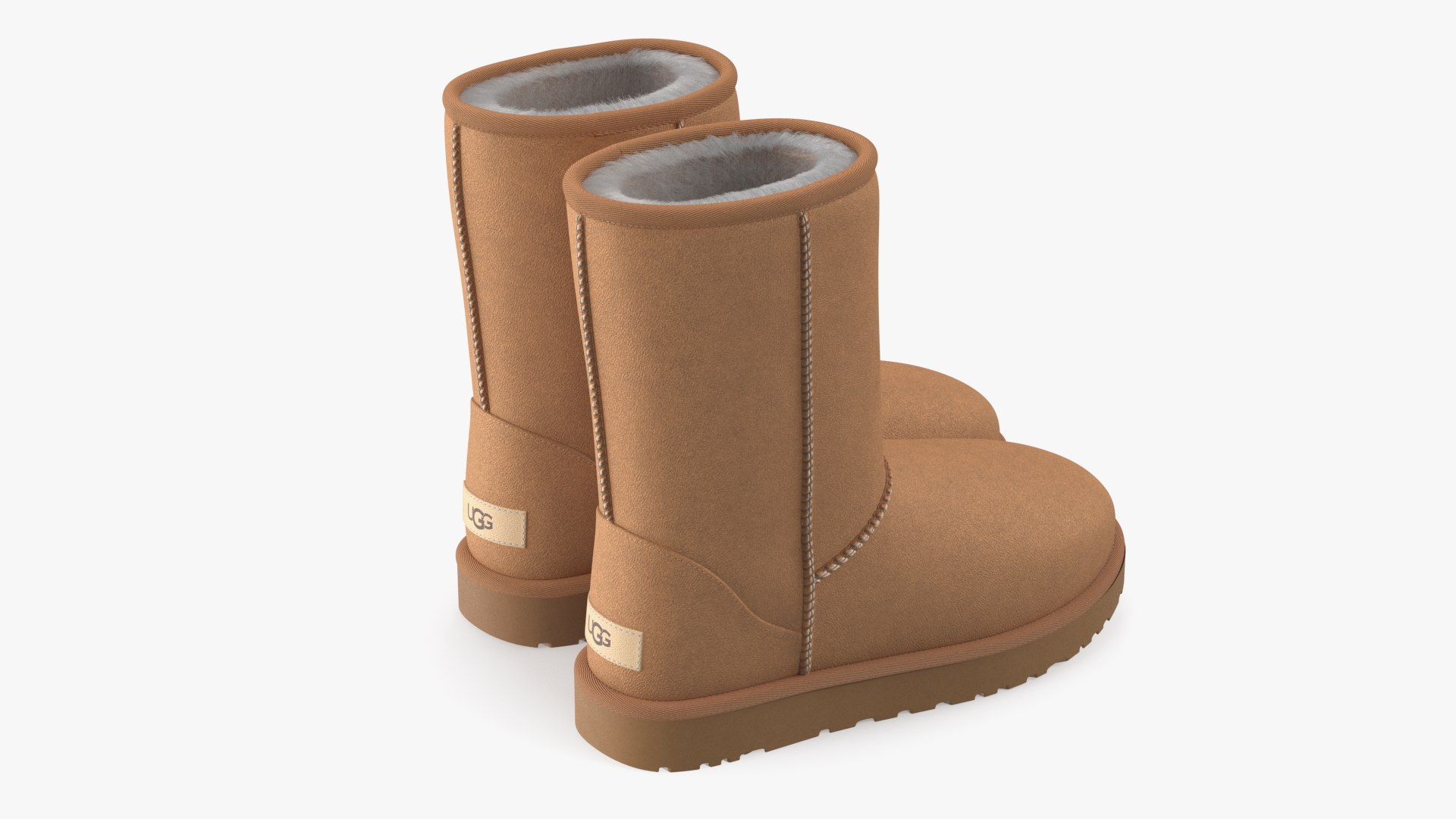 Womens Short Boots UGG Australia Fur Chestnut(1) 3D model preview