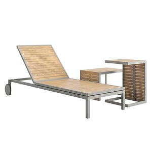 Crate and Barrel - Alfresco II - Chaise Lounge - Lounge Side C-Table