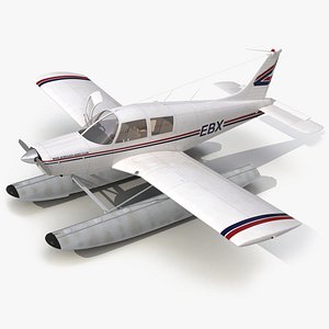 Light Aircraft Piper PA-28 Cherokee Seaplane Rigged 3D Model