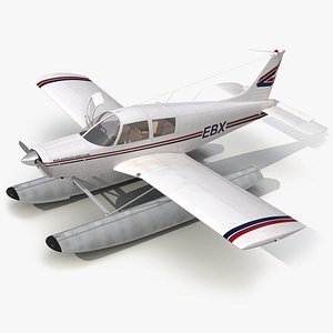 Light Aircraft Piper PA-28 Cherokee Seaplane Rigged 3D Model