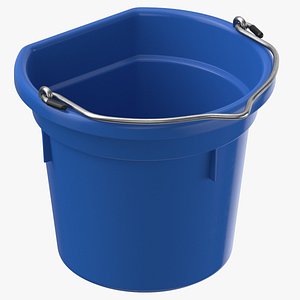 Realistic 3d metal and plastic buckets with handle. Vector