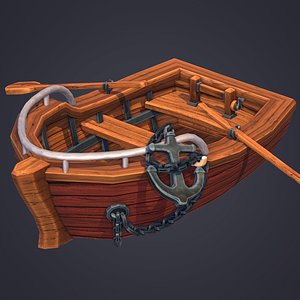 Stylized Boat - Game Ready Lowpoly Model 3D model