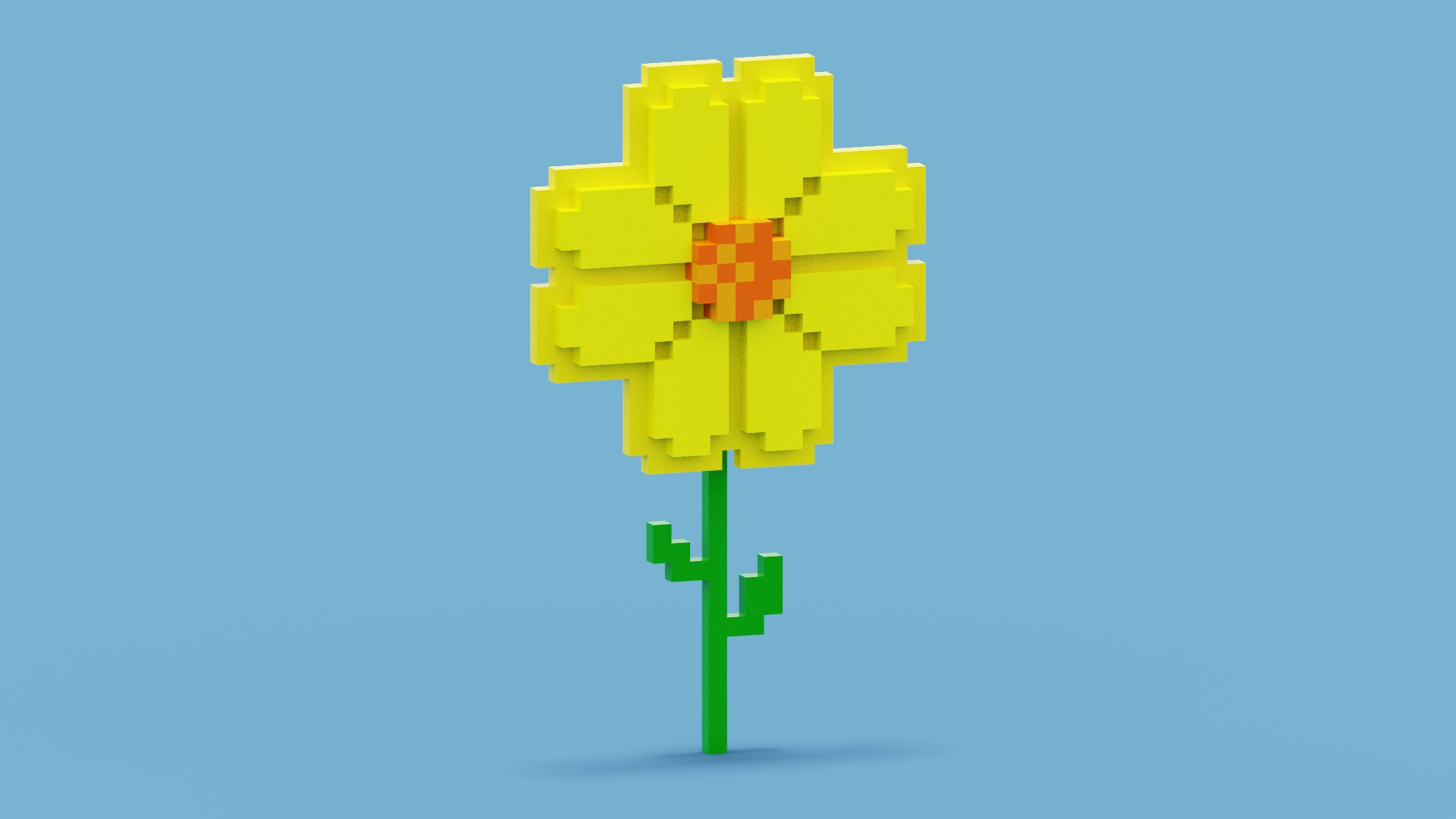 3D Voxel Yellow Flower Model TurboSquid 1976602