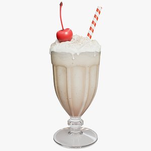 Milkshake Cherry Glass Drink 8K model