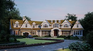 Luxury Hampton Style Shingle Manor Villa with Landscape