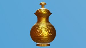 3D Ornate Gold Urn