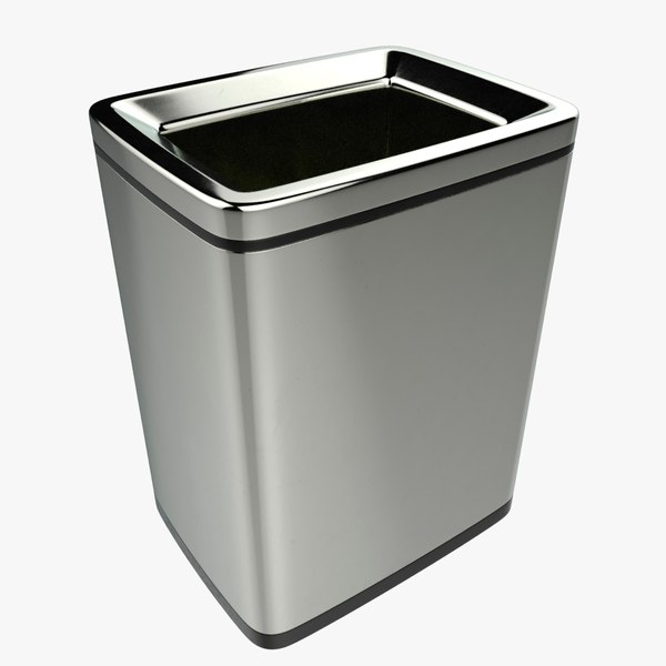 Modern Metal Trash Can Low Poly High Poly 3D model