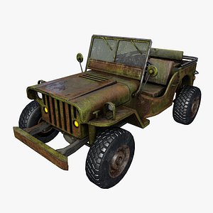 3D Rusty Military Jeep Us Army Game Ready