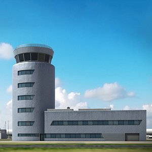 Architecture Air Traffic Control Tower Modern Grey 3D