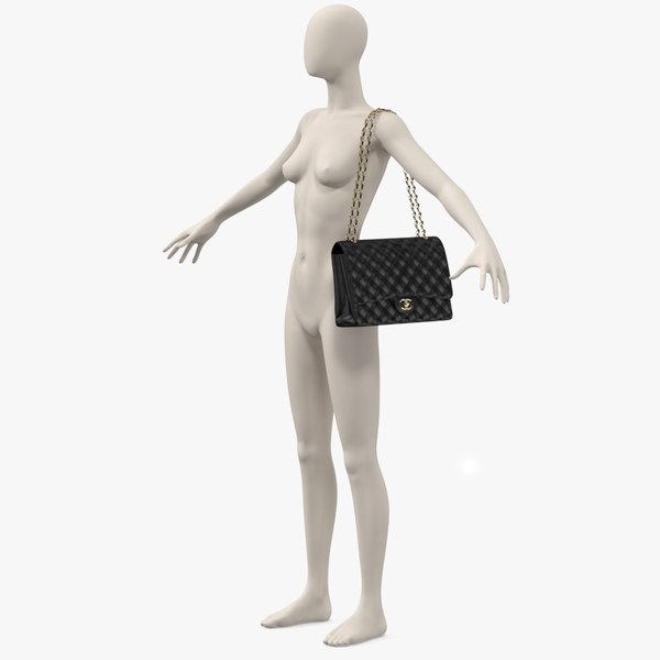 3D model Chanel Classic Double Flap Bag Leather on Mannequin