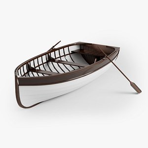 Wooden Boat with Oars - Rowboat Whitehall Style model