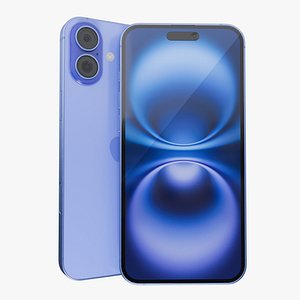 Realistic Apple  Iphone 16 Plus Ultramarine model