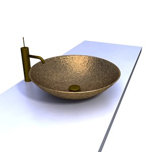 3d hammered copper basin sink model