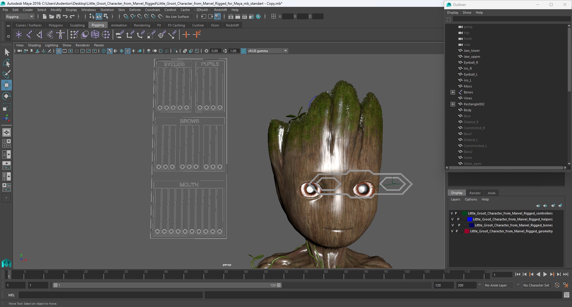 Little Groot Character From Marvel Rigged For Maya 3D Model ...