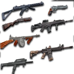 3D Modern Weapons and Firarms Rigged Model Collection