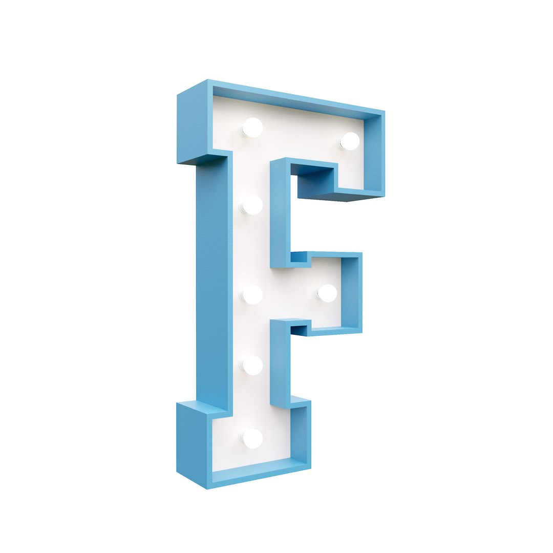 3D Marquee Letter F Glow Sign 3dmodel Model - TurboSquid 1975417